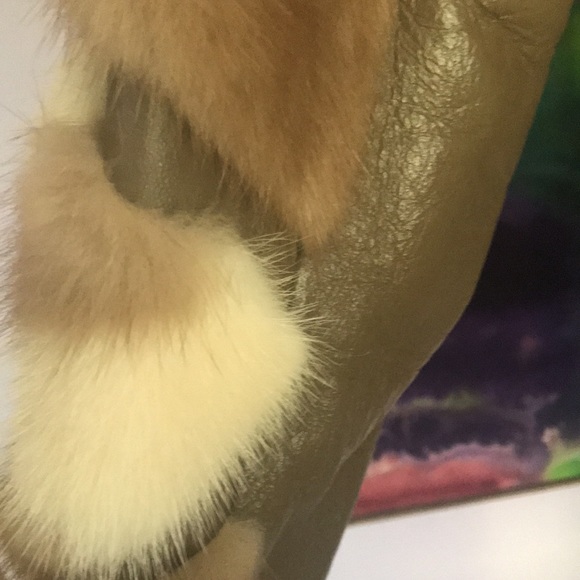 Flemington furs coat jacket 2 tone mink leather inserts never worn S/M - Picture 11 of 17